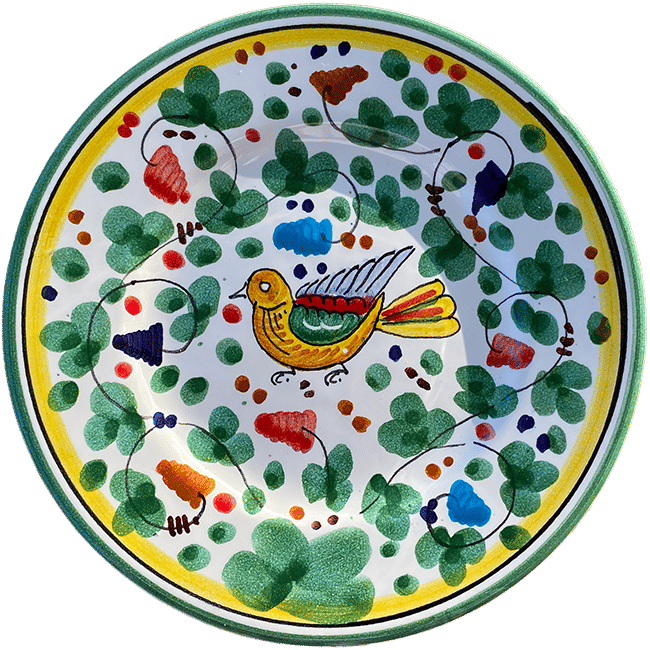 Bird Plate 20 cm Sky Green Flowers