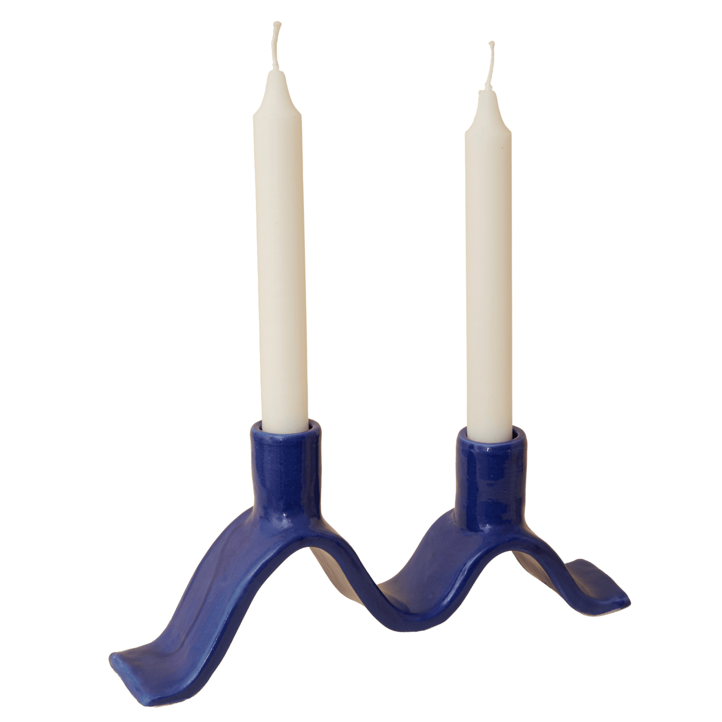 Small Wavy Candelabra - Blue
