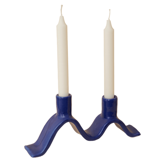 Small Wavy Candelabra - Blue