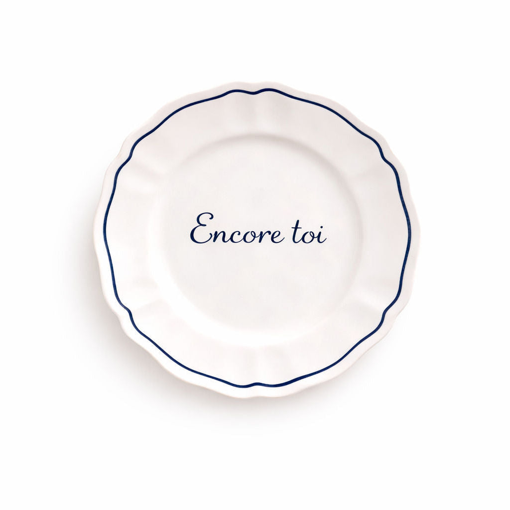 Sveva's Home "Encore toi" Ceramic Scalloped Plate Set of 4