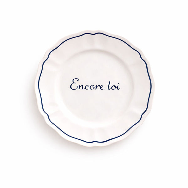 Sveva's Home "Encore toi" Ceramic Scalloped Plate Set of 4