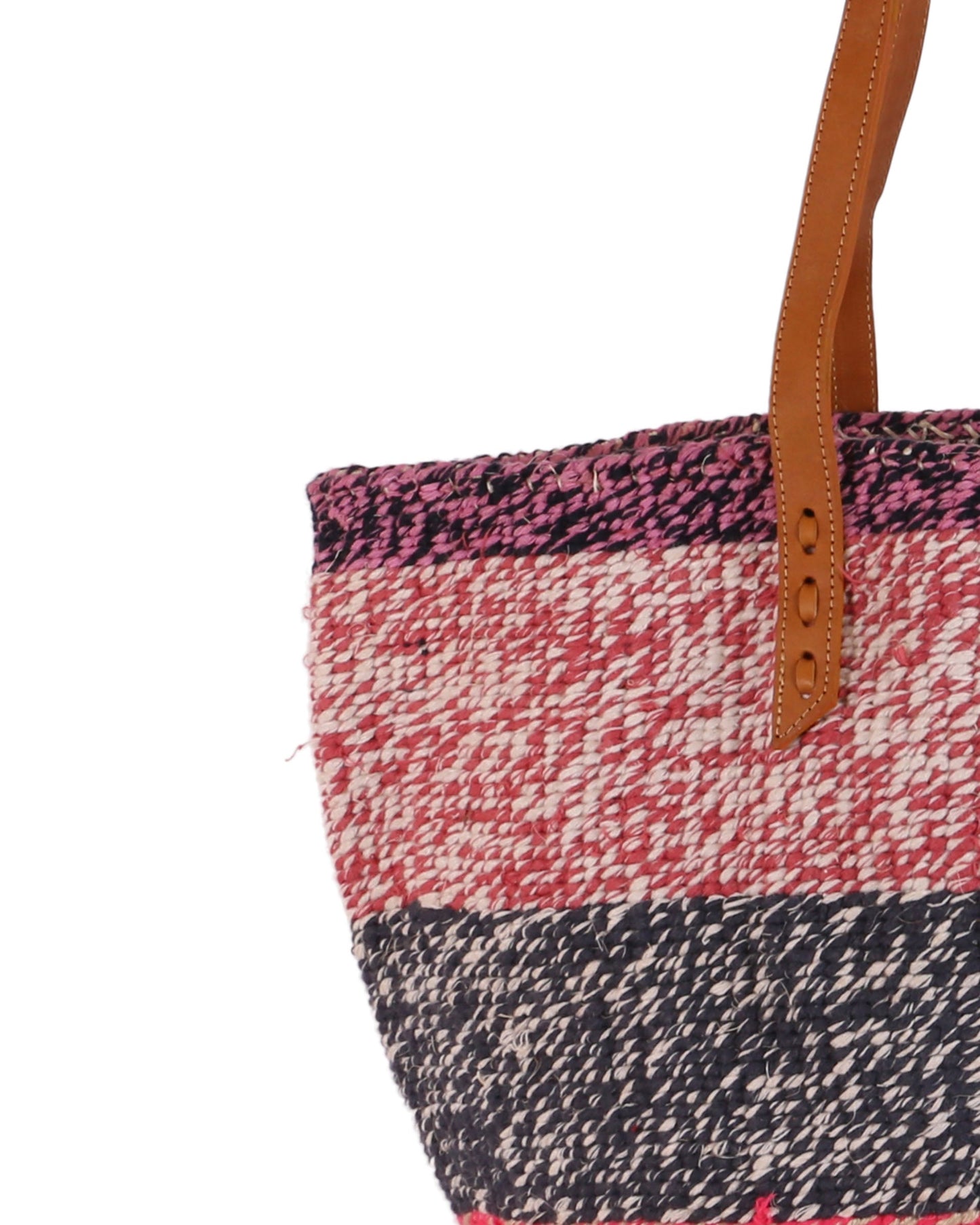 PESA: Handwoven Red, Black & Pink Wool Tote Bag