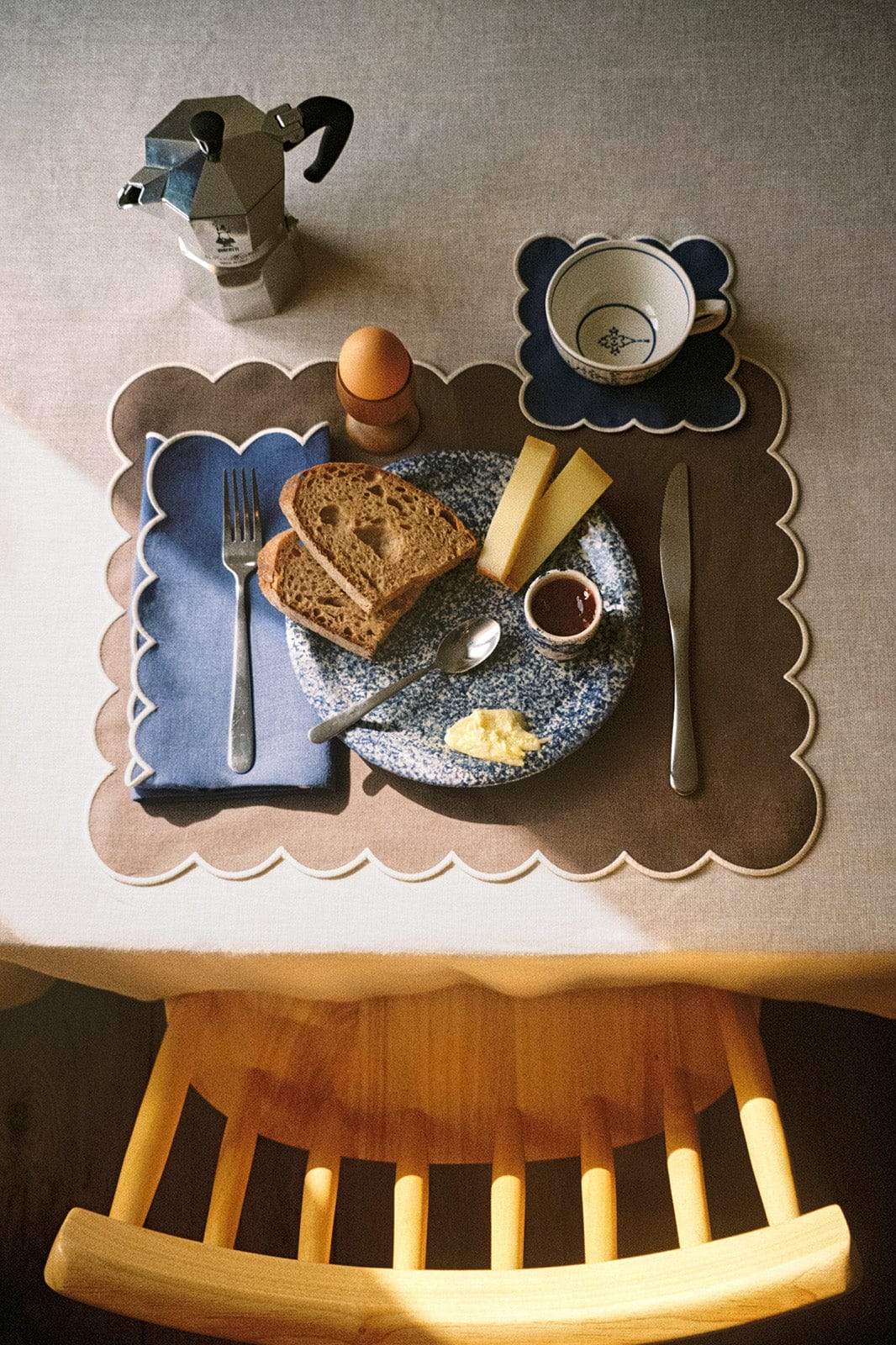Zero-Waste Scalloped Linen Cocktail Napkins Klein Blue - Set of 4