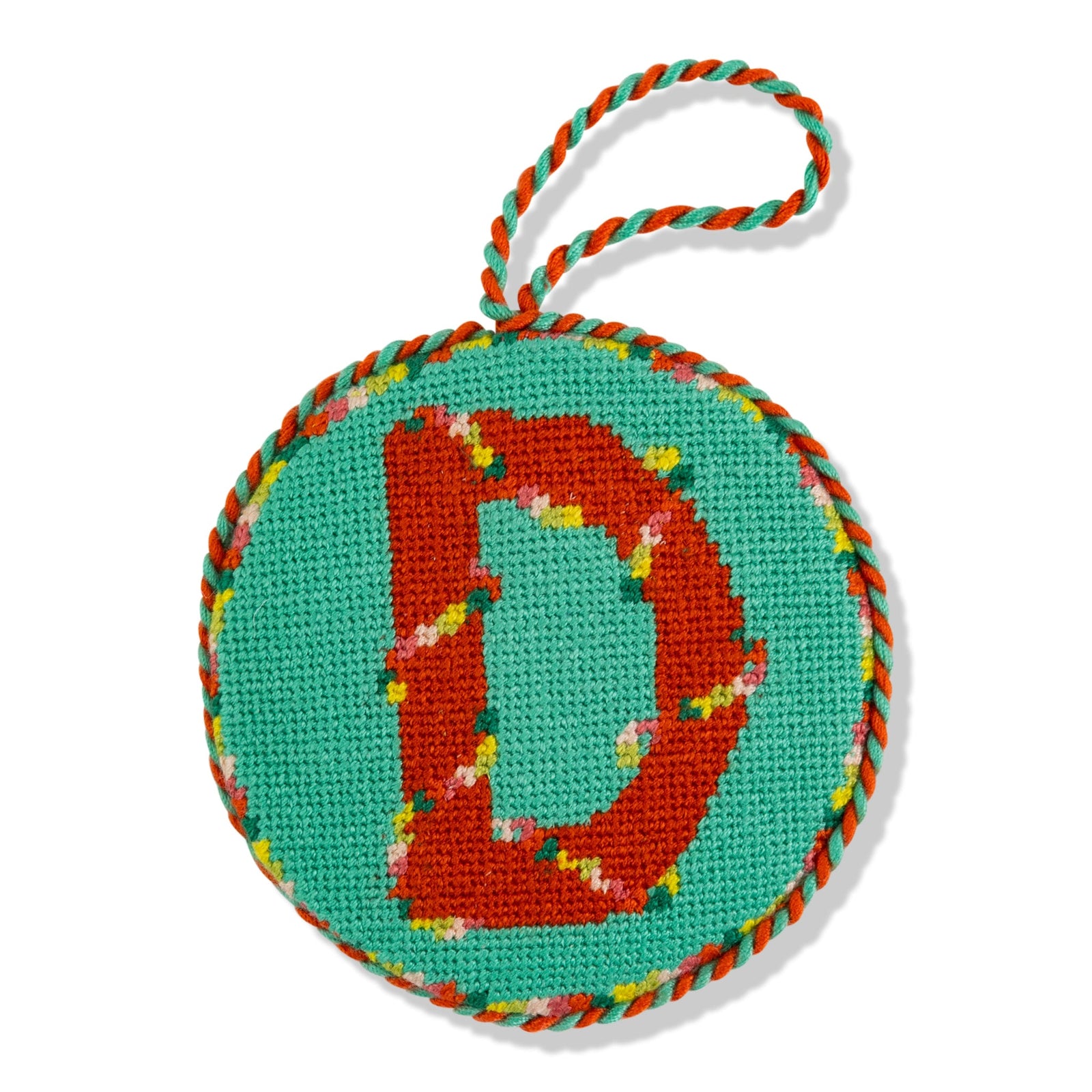 Needlepoint Monogram Ornament - D