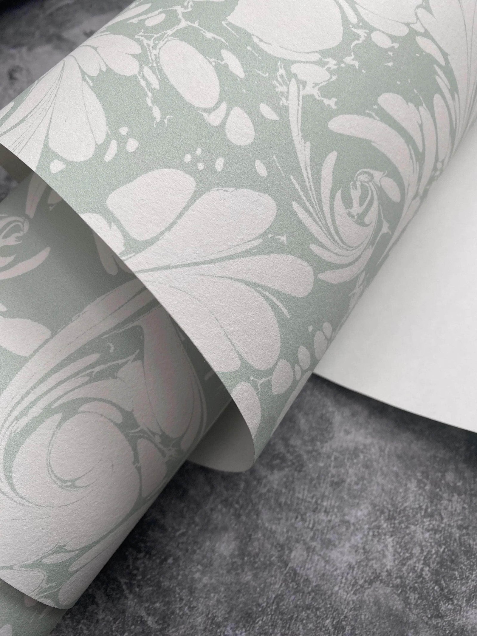 Marbled Wallpaper - 'Flourish' Col: Willow - Eco Non-Woven