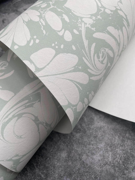 Marbled Wallpaper - 'Flourish' Col: Willow - Non-Woven