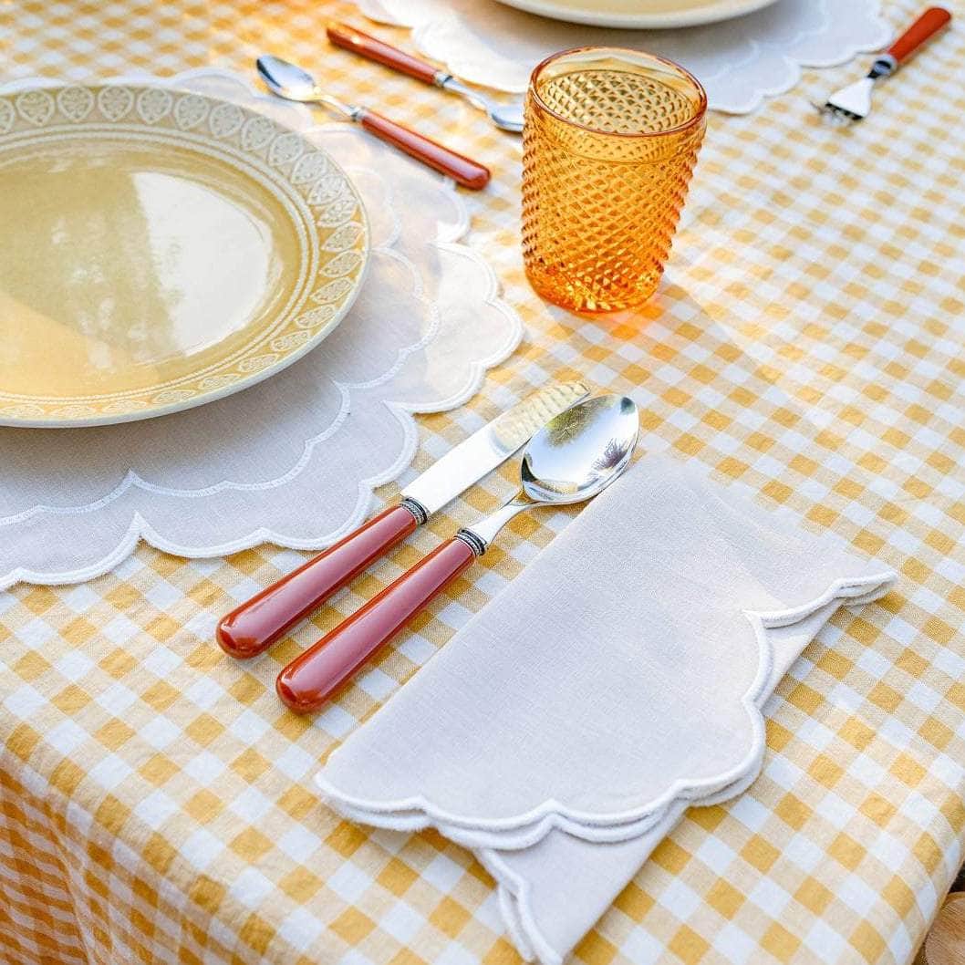 Iris Napkin, Beige with White