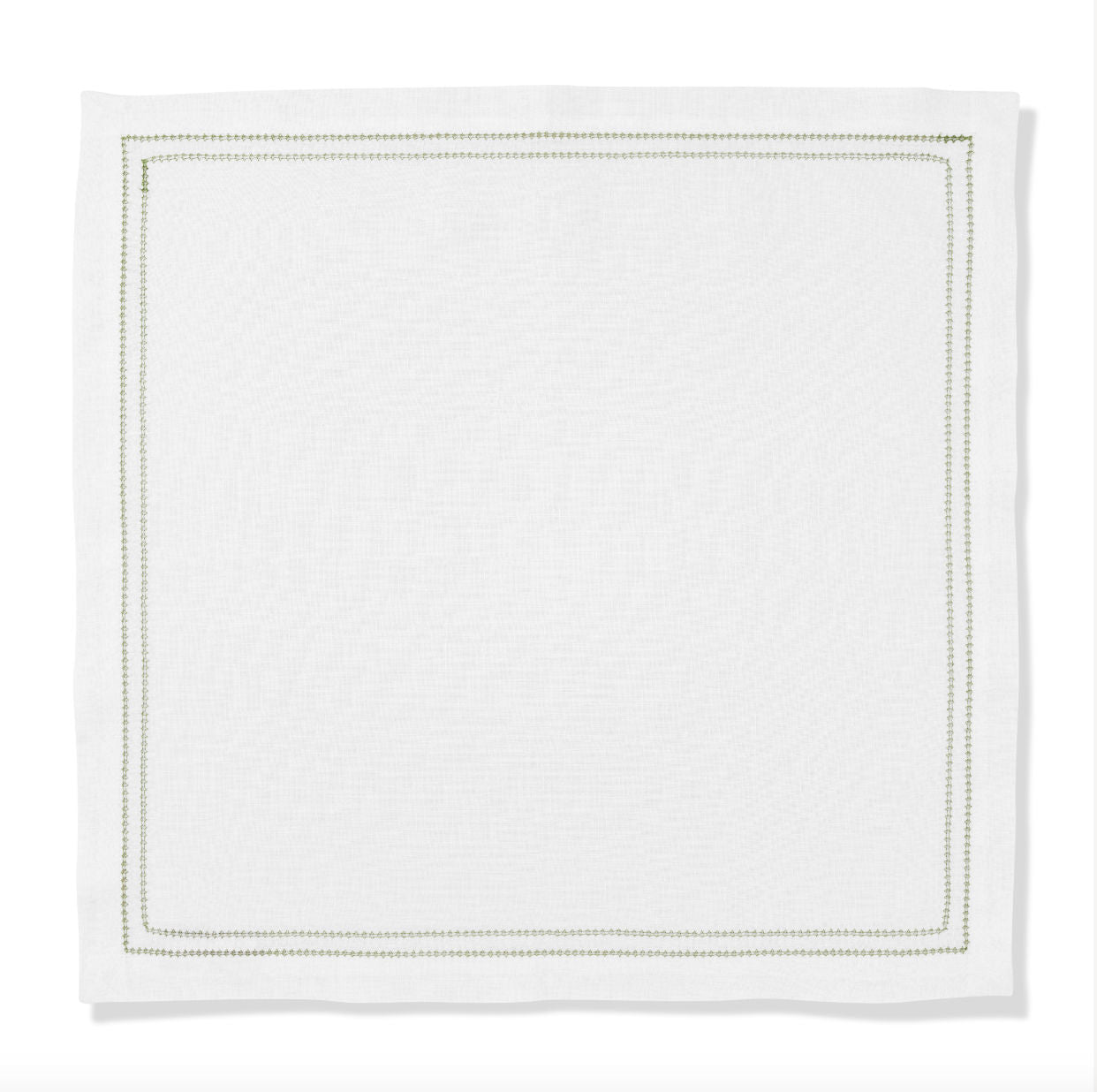 Set of Botanical Green Double Hemstitch Edge Napkins with Ludmila Floral Embroidery