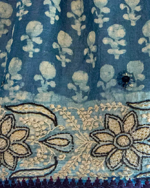 36cm Blue Vintage Sari Lampshade