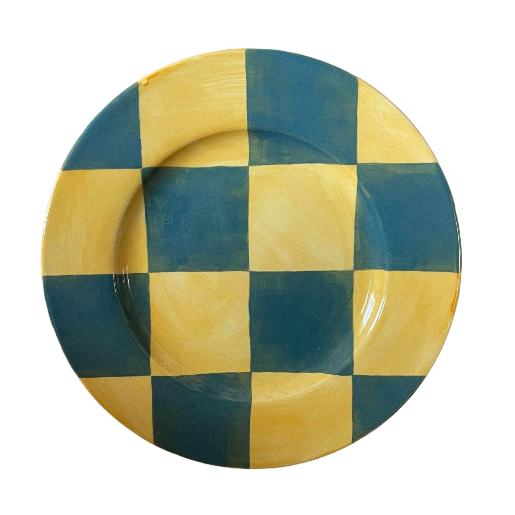 Big Checkmate Plate, Yellow & Turquoise