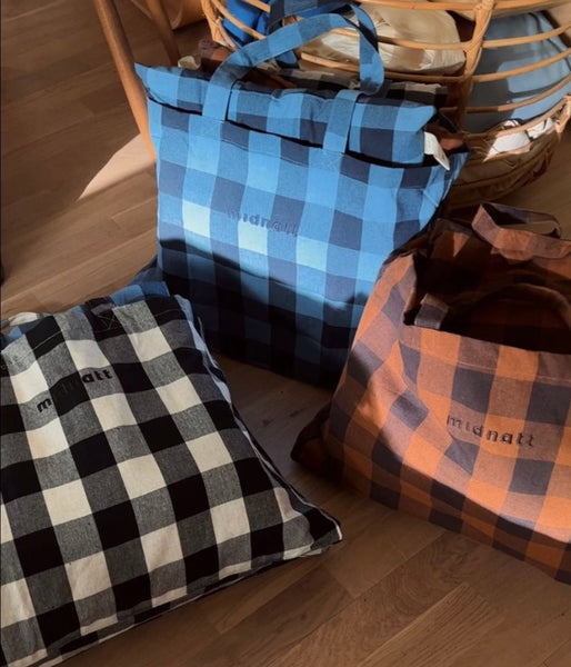 Tote Bag Checked Brown