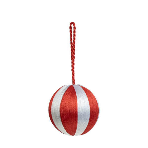 Stripe Baubles M 3" - Red/White