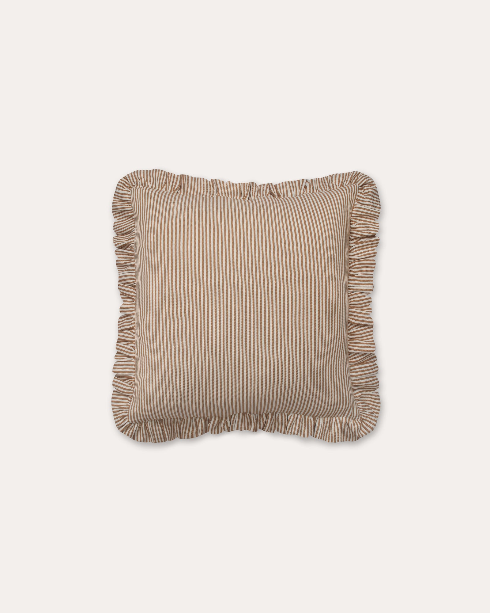 The Fine Stripe Square Cushion in Ochre