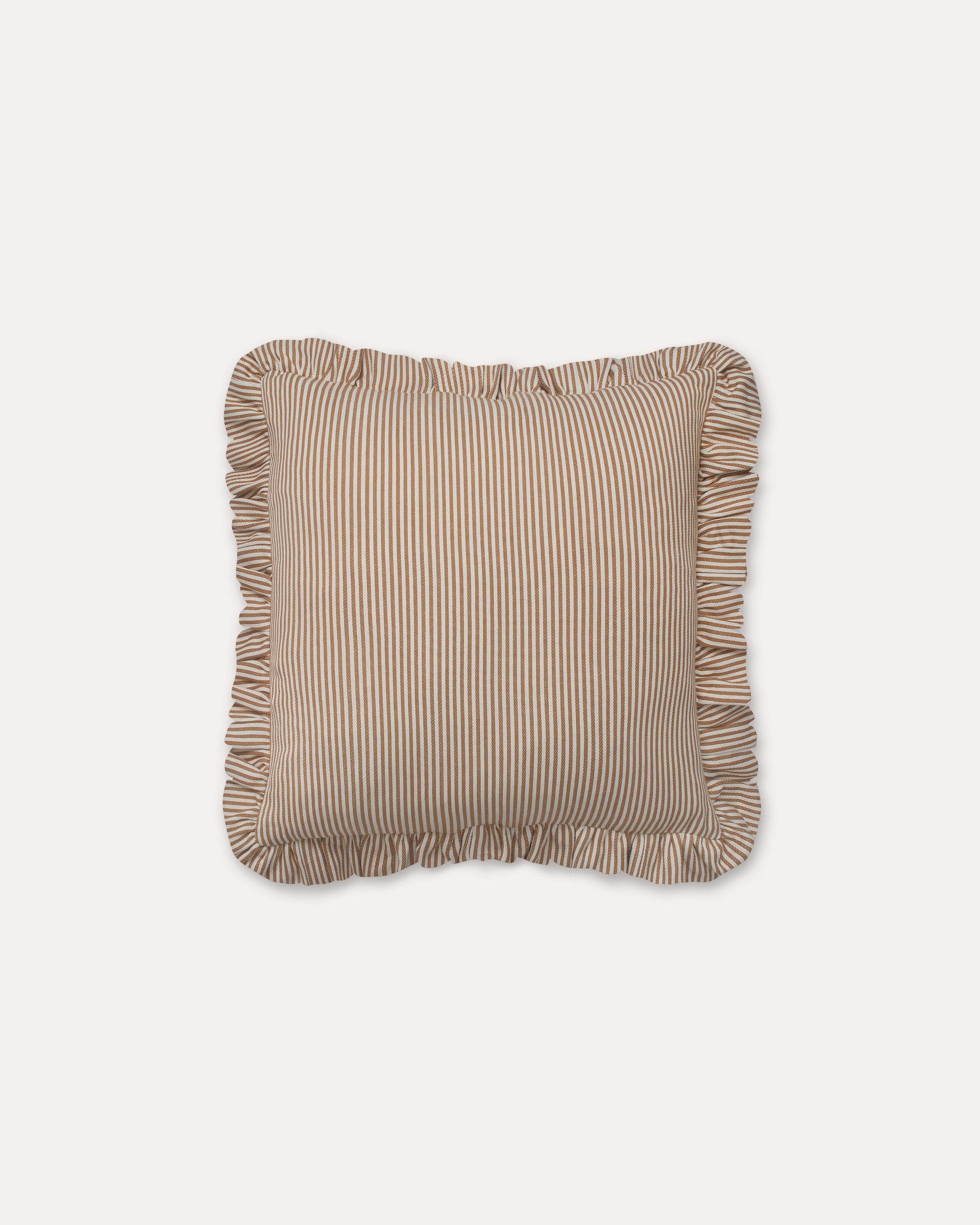 The Fine Stripe Square Cushion in Ochre