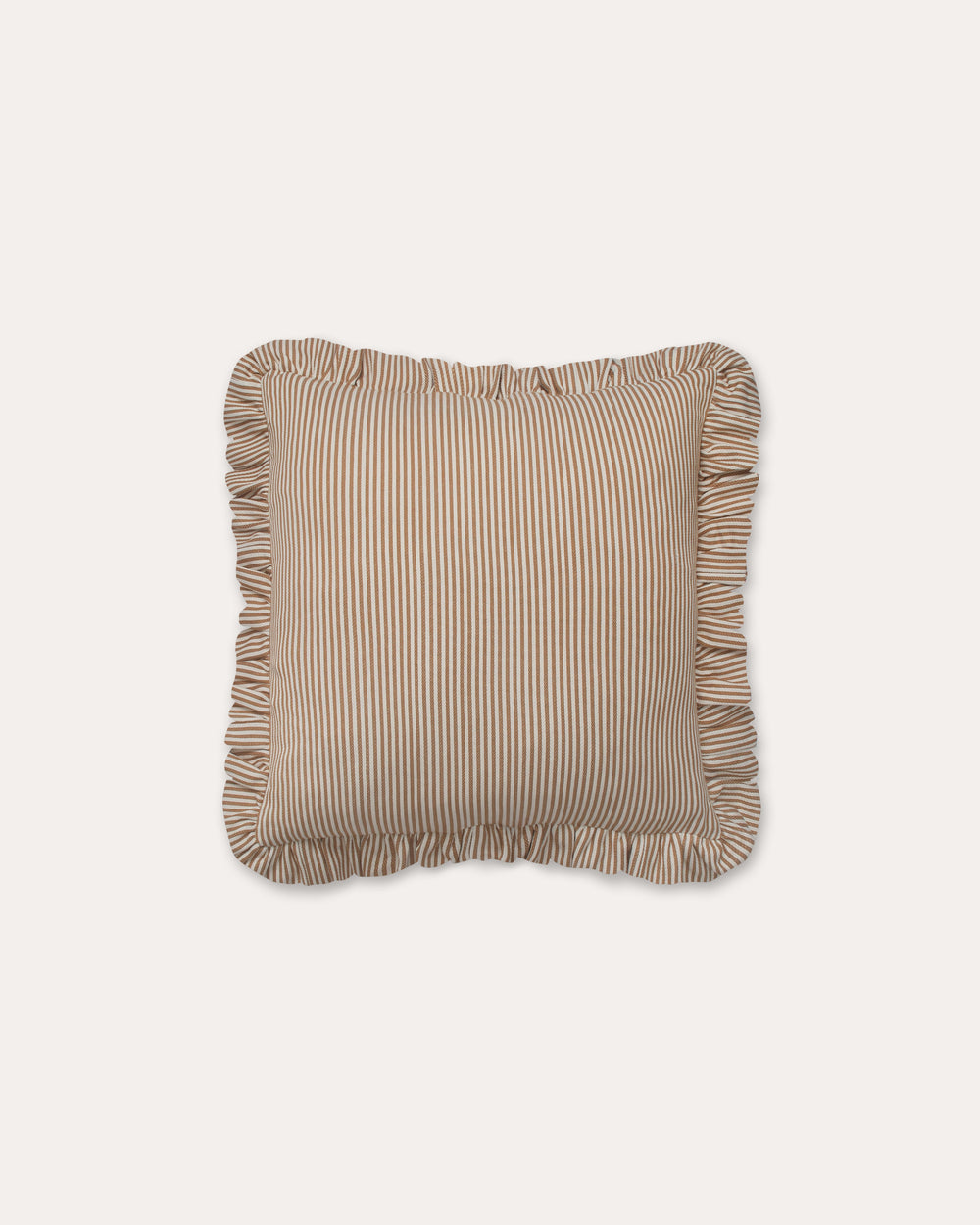 The Fine Stripe Square Cushion in Ochre