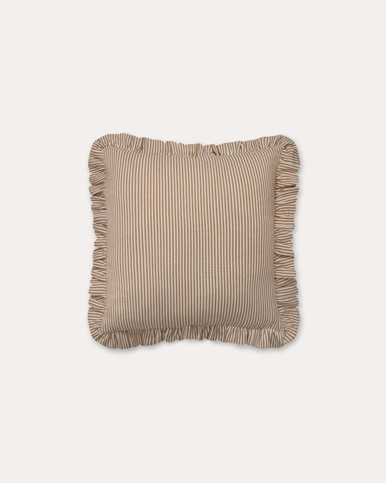 The Fine Stripe Square Cushion in Ochre