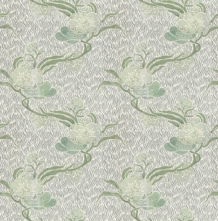 Nouveau Blossom - Verte - Wallpaper