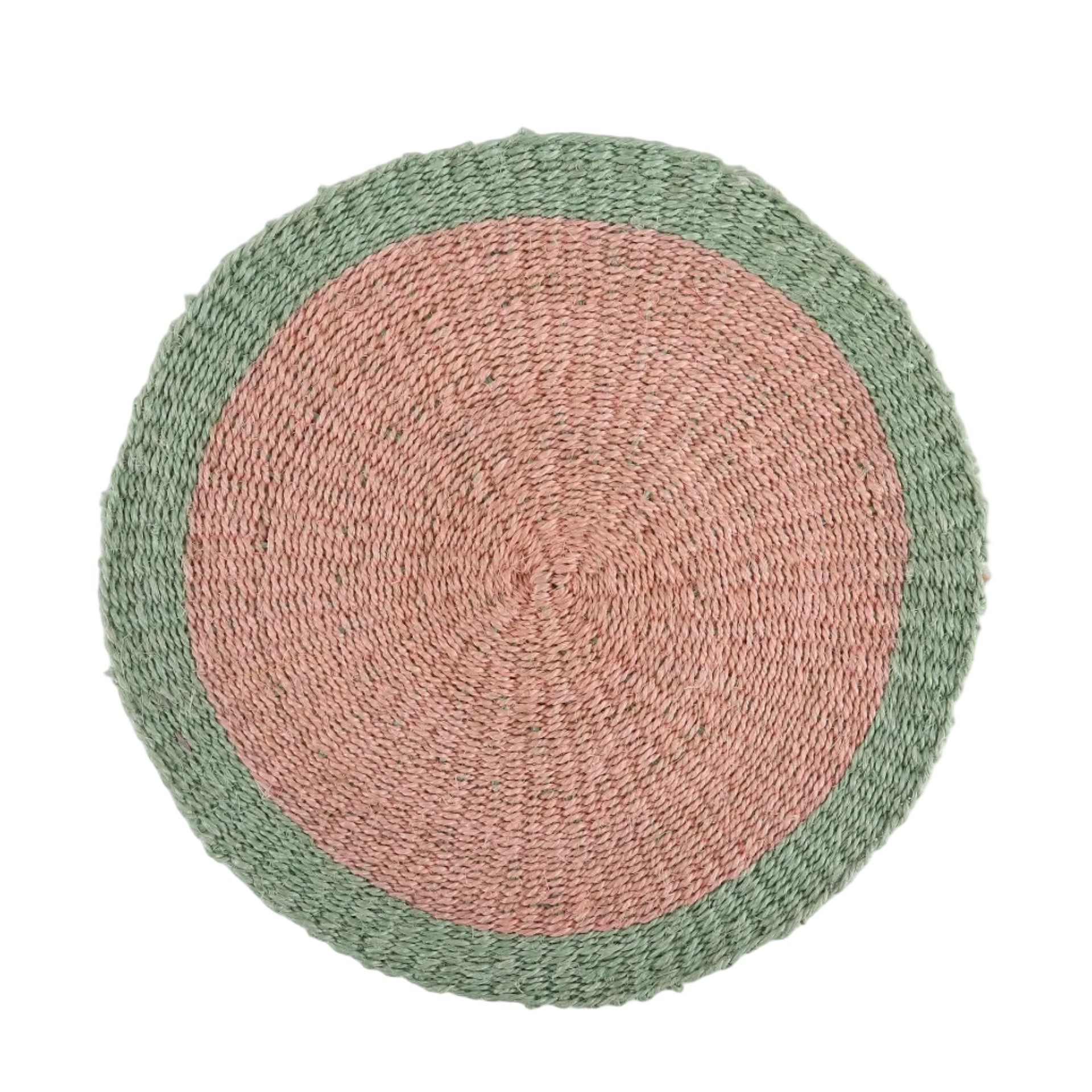 ZAMBARAU: Dusty Pink and Sapling Green Sisal Circular Placemat