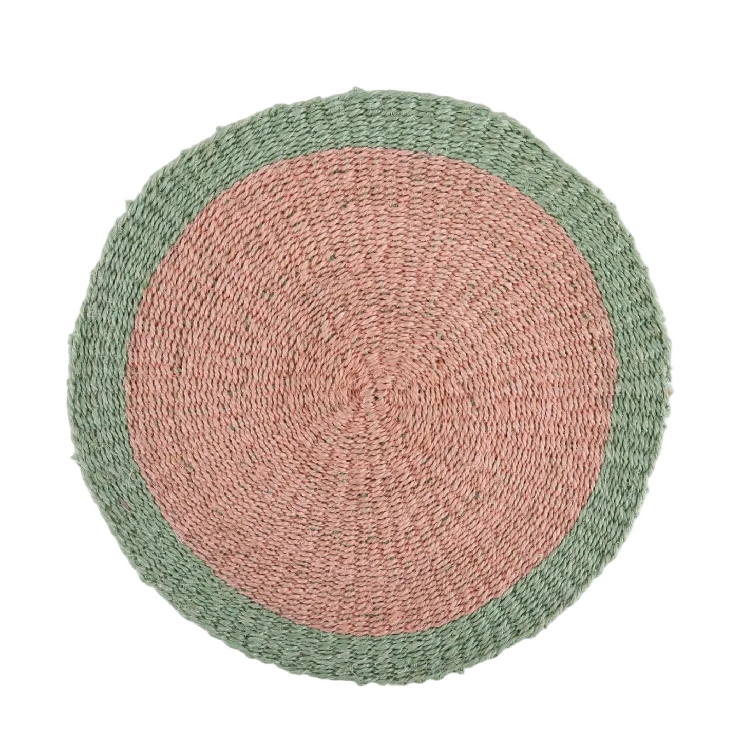 ZAMBARAU: Dusty Pink and Sapling Green Sisal Circular Placemat