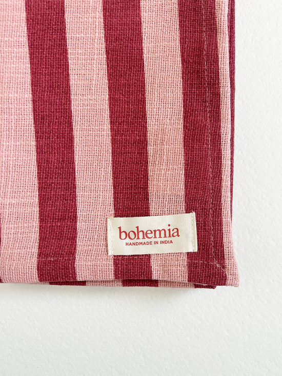 Jaipur Stripe Tea Towel, Pomegranate