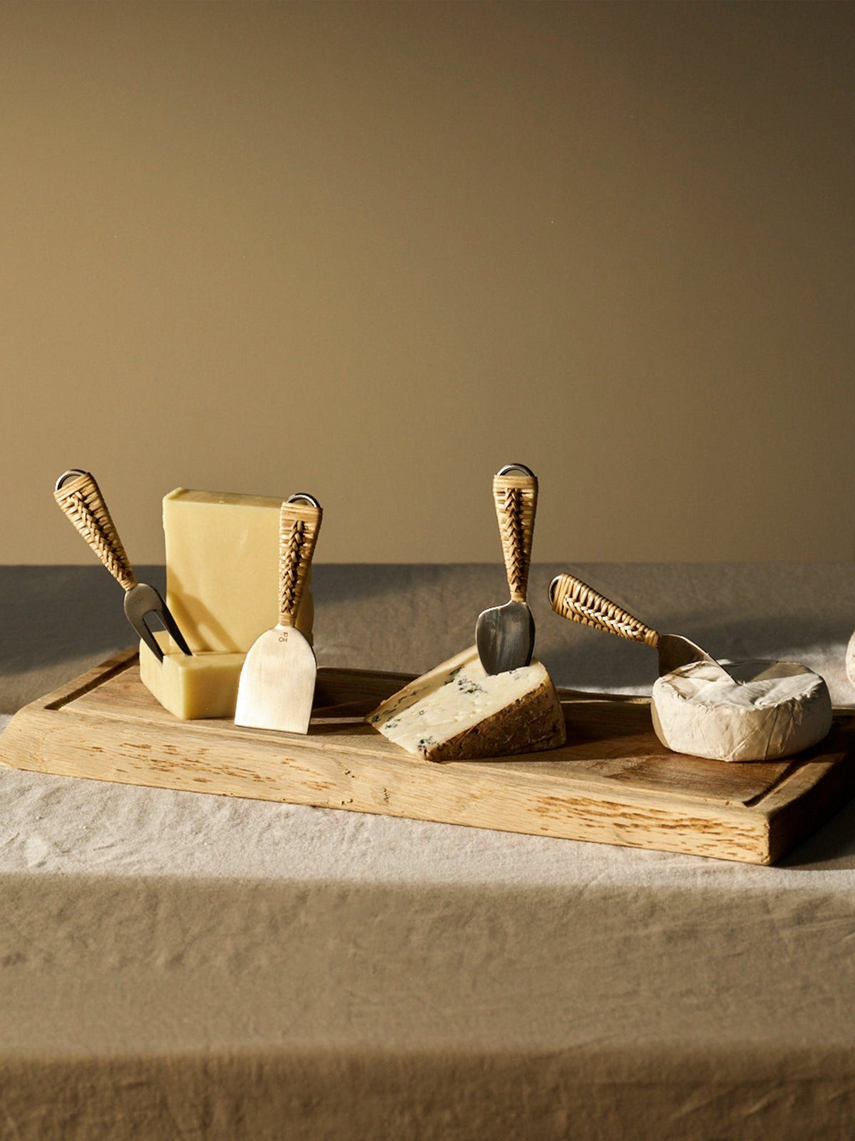 Cheese Cutlery Set Handwoven Handle