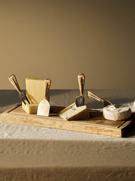 Cheese Cutlery Set Handwoven Handle