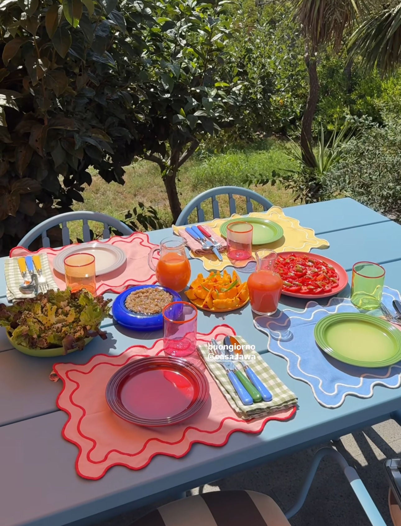 Wavy Placemats Pink/Red - Set of 2