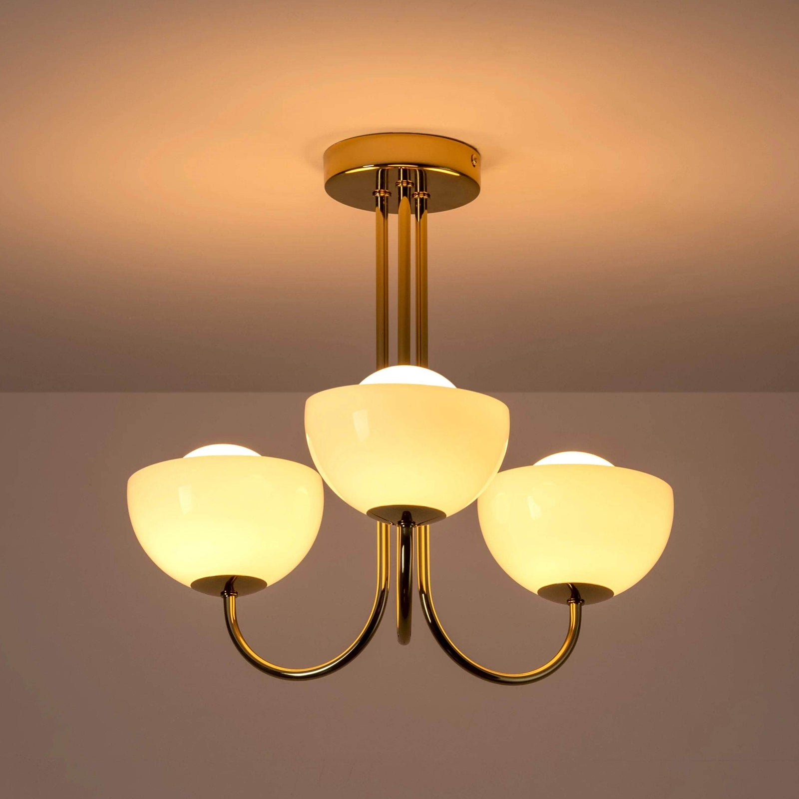 Brass 3 Light Dome Ceiling Light