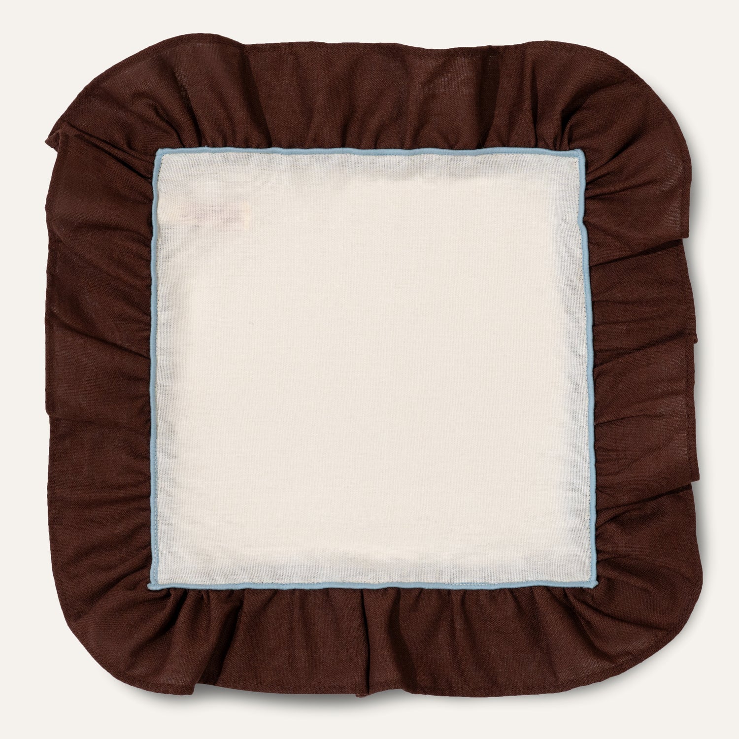 Napkins Set (2), Ruffle, Ivory/Brown