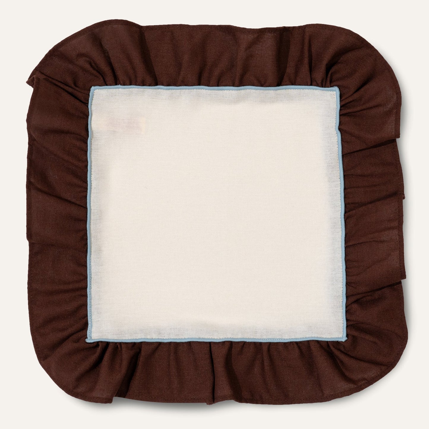 Napkins Set (2), Ruffle, Ivory/Brown