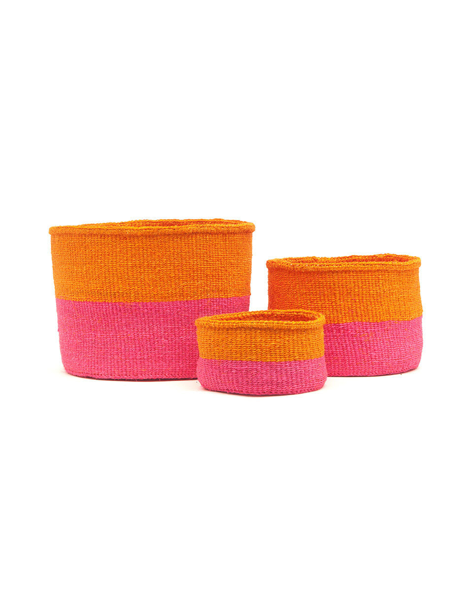 KALI: Orange & Neon Pink Duo Colour Block Woven Basket