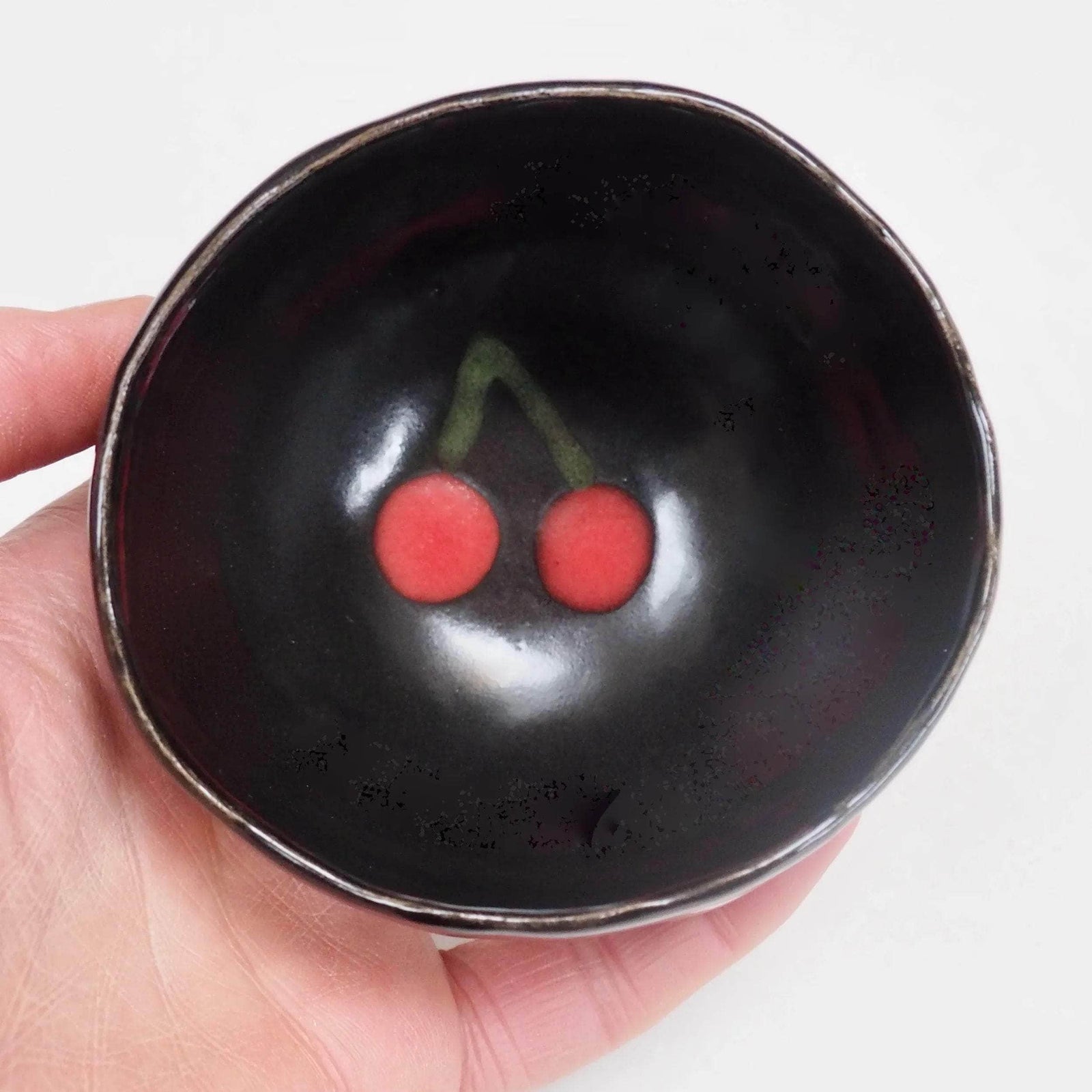 Handmade Black Cherry Pottery Tea Bowl