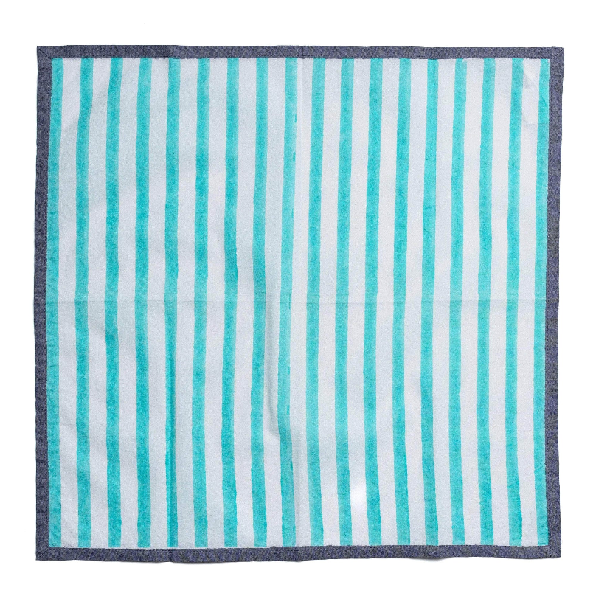 Block Stripe Napkins - Mint / White