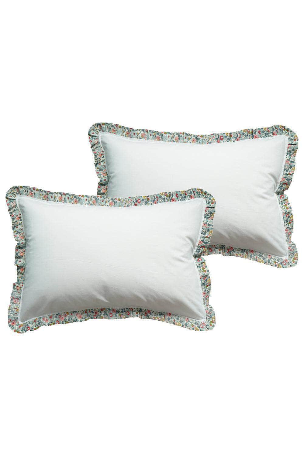 Frill Edge White Pillowcase Made With Liberty Fabric Betsy Grey