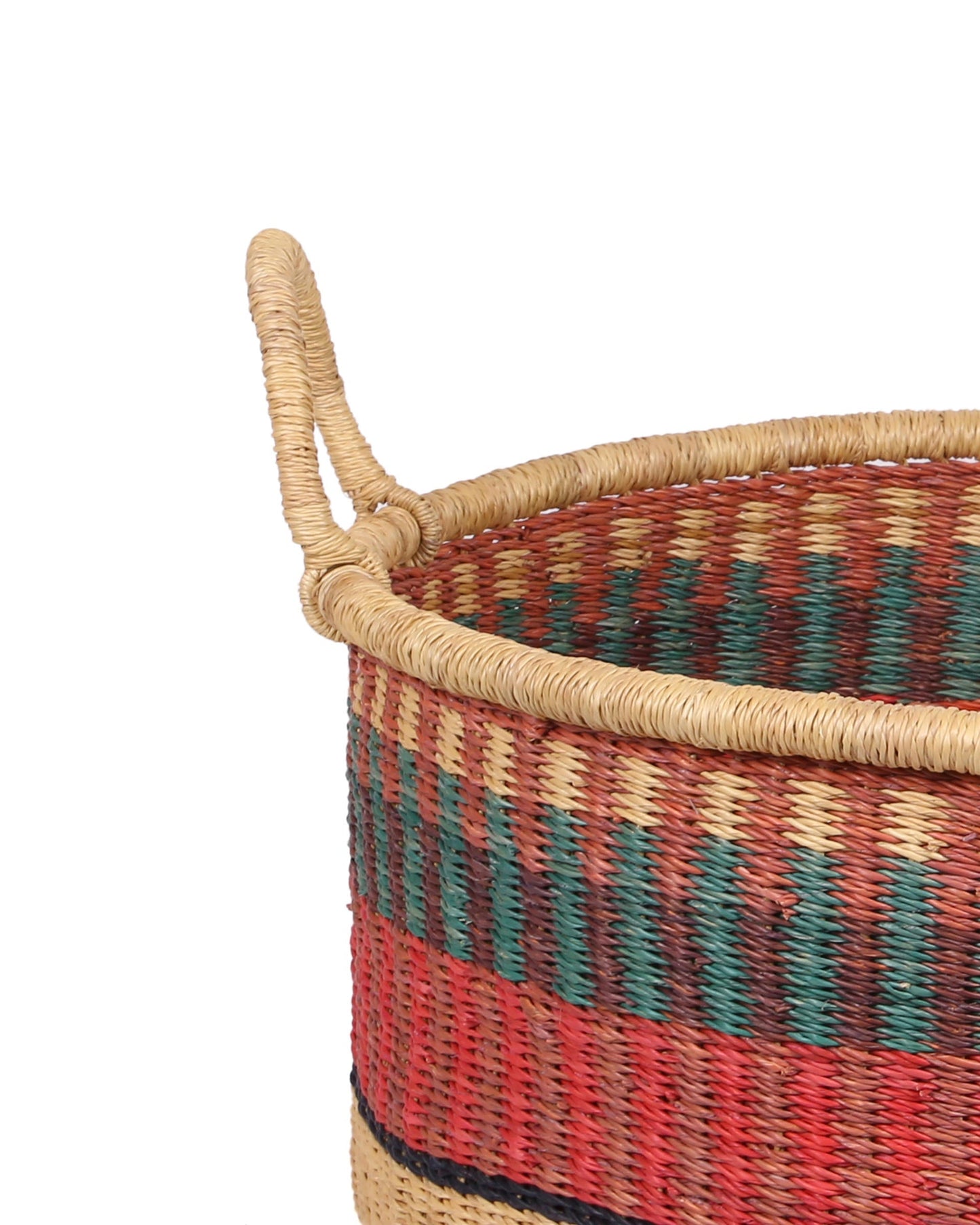 SERWA: Medium Dusty Rose, Teal and Red Floor Storage Basket with Handles