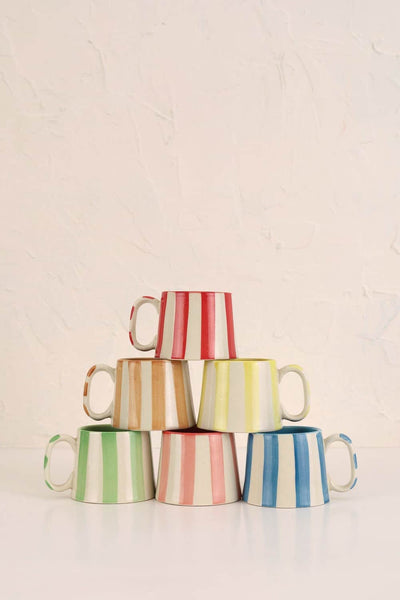 Ceramic Brown Stripe Coffee Cup- 220ml (SET OF 4)