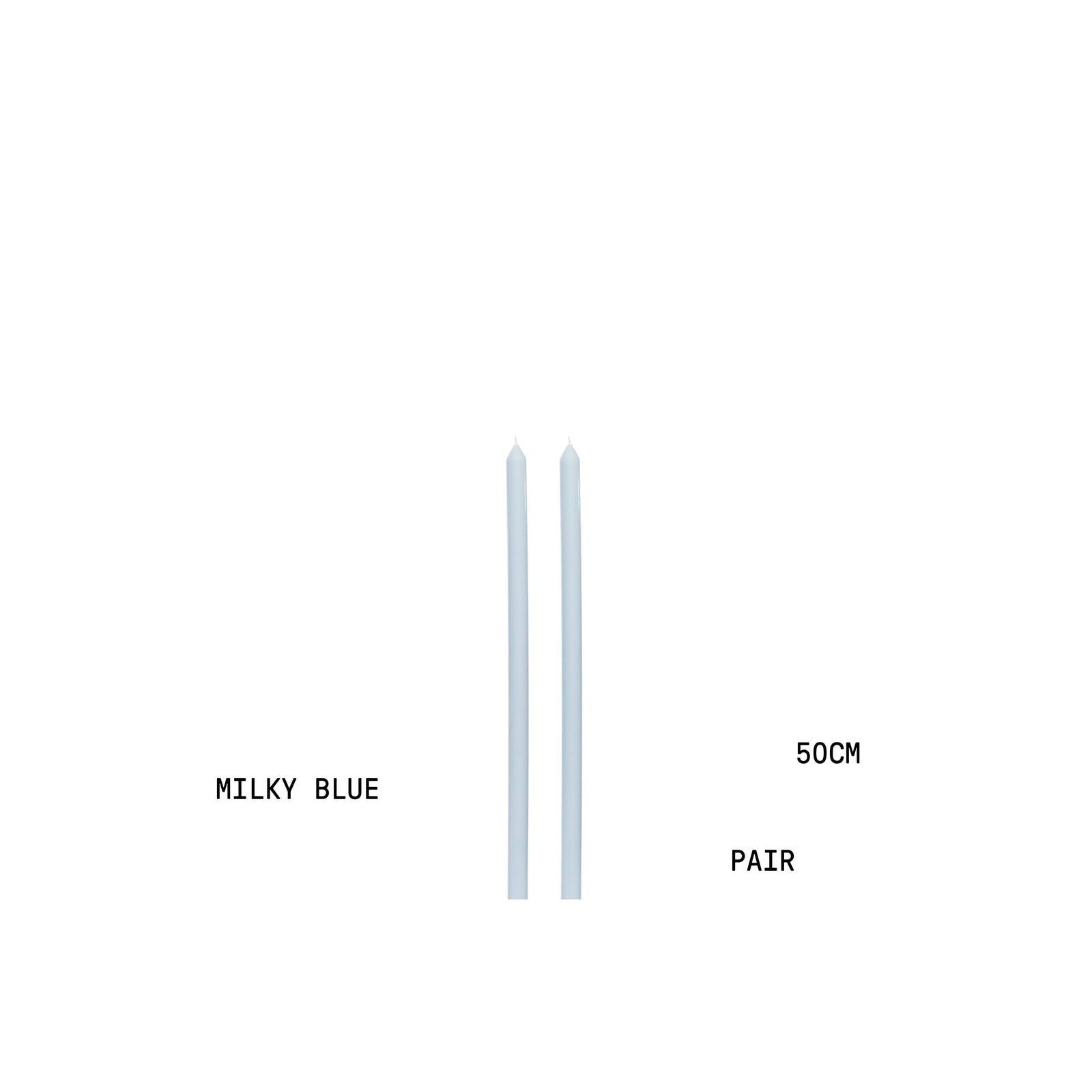Milky Blue Tapered METRE Candle Pair