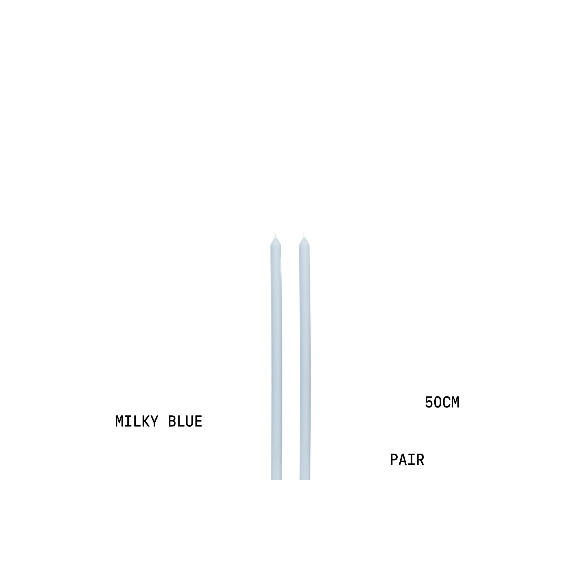 Milky Blue Tapered METRE Candle Pair
