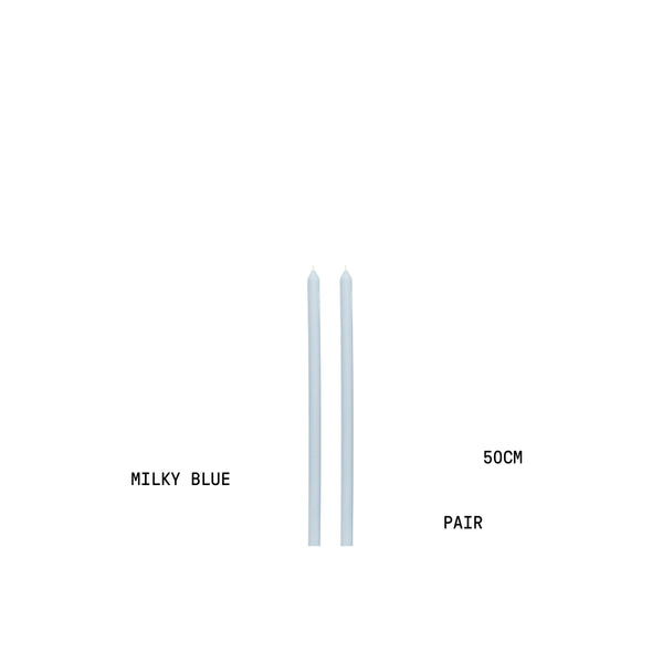 Milky Blue Tapered METRE Candle Pair