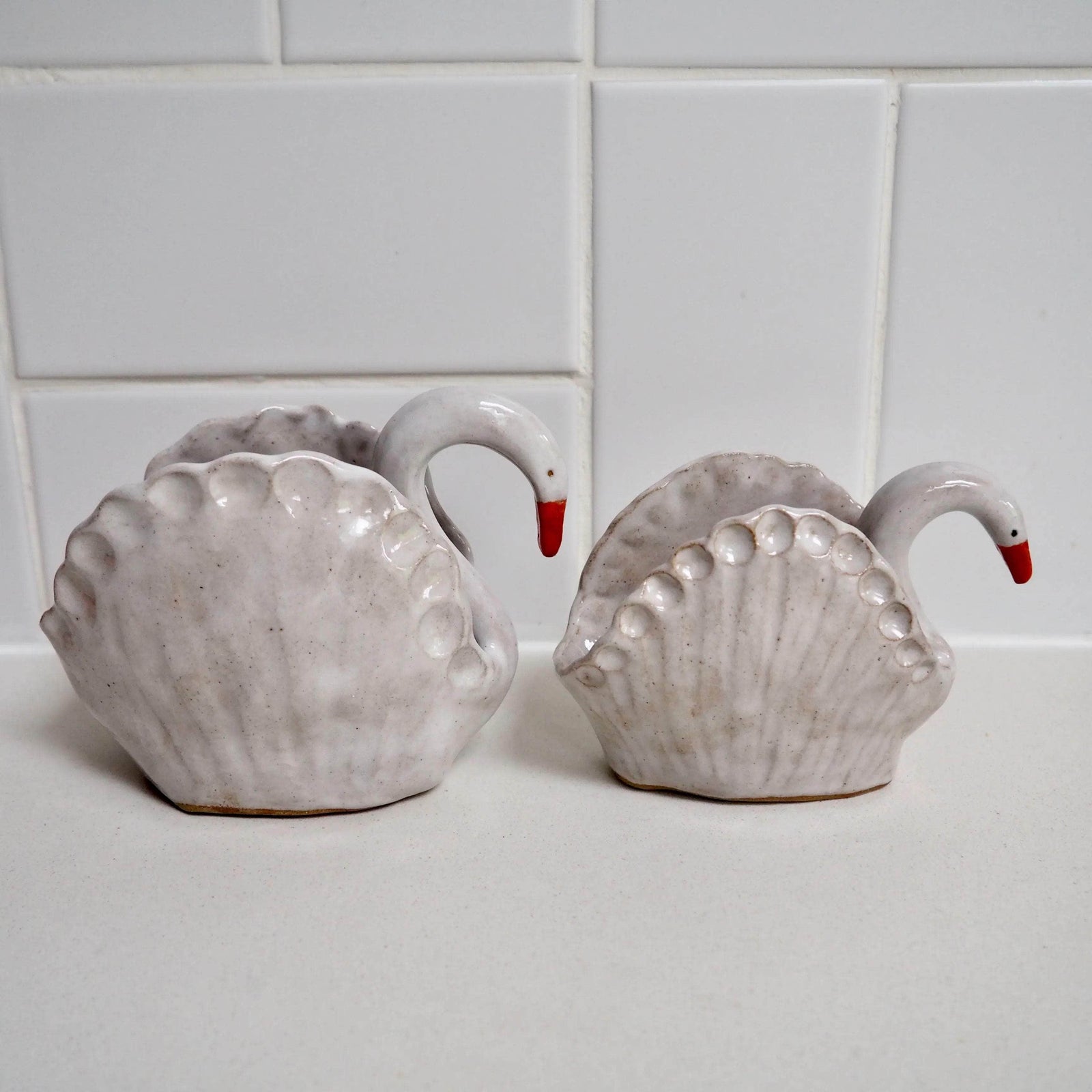 Handmade White Ceramic Small Swan Vase