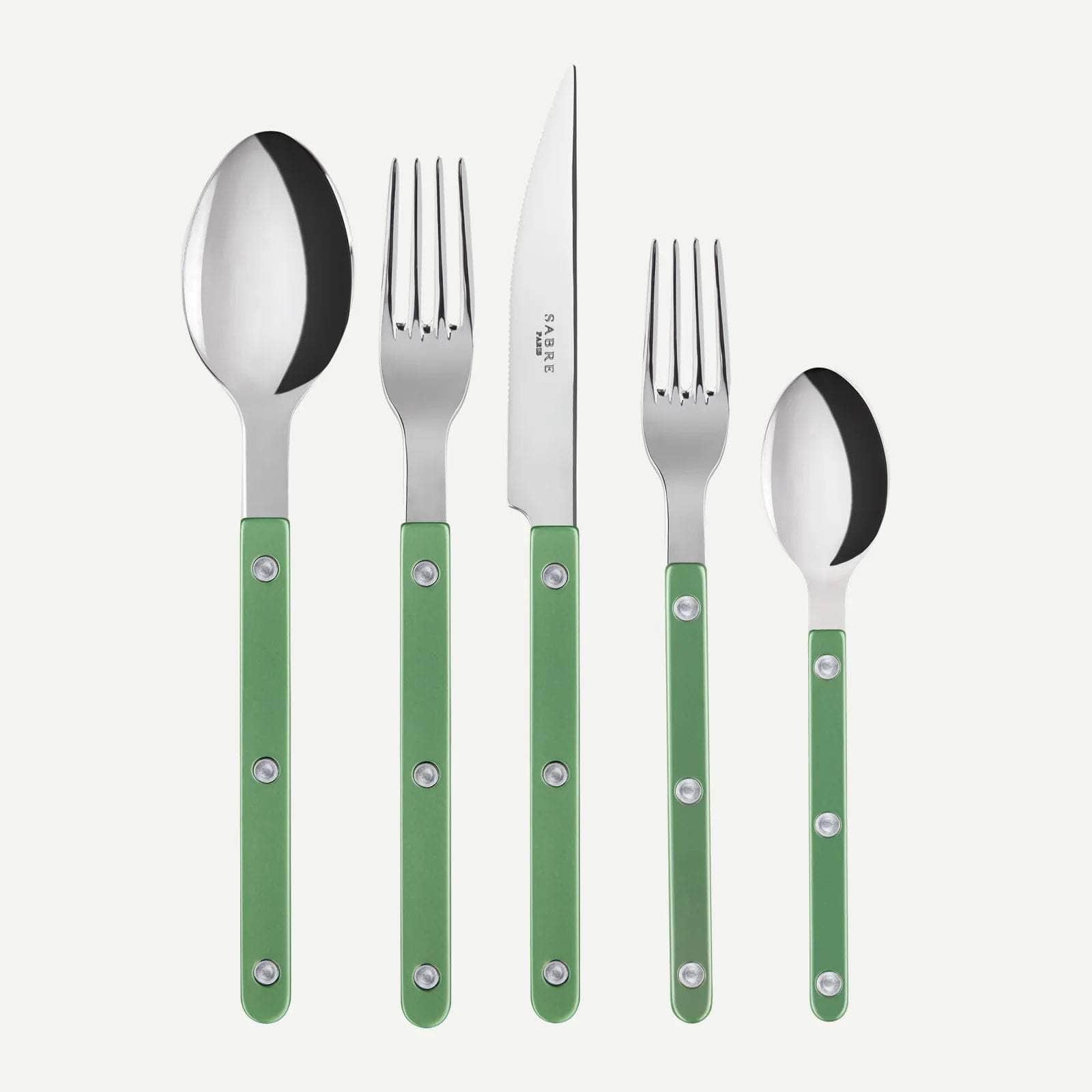 Bistrot Pearly 5pc Cutlery Set, Green Garden