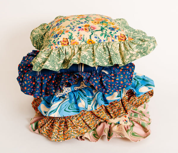 "Frilly Fancy" cushion in Fern green