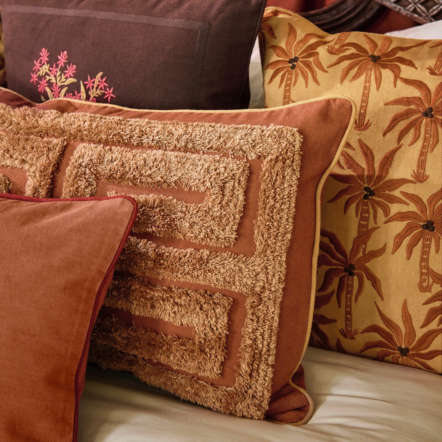 Cushion Laura Raffia & Caramel