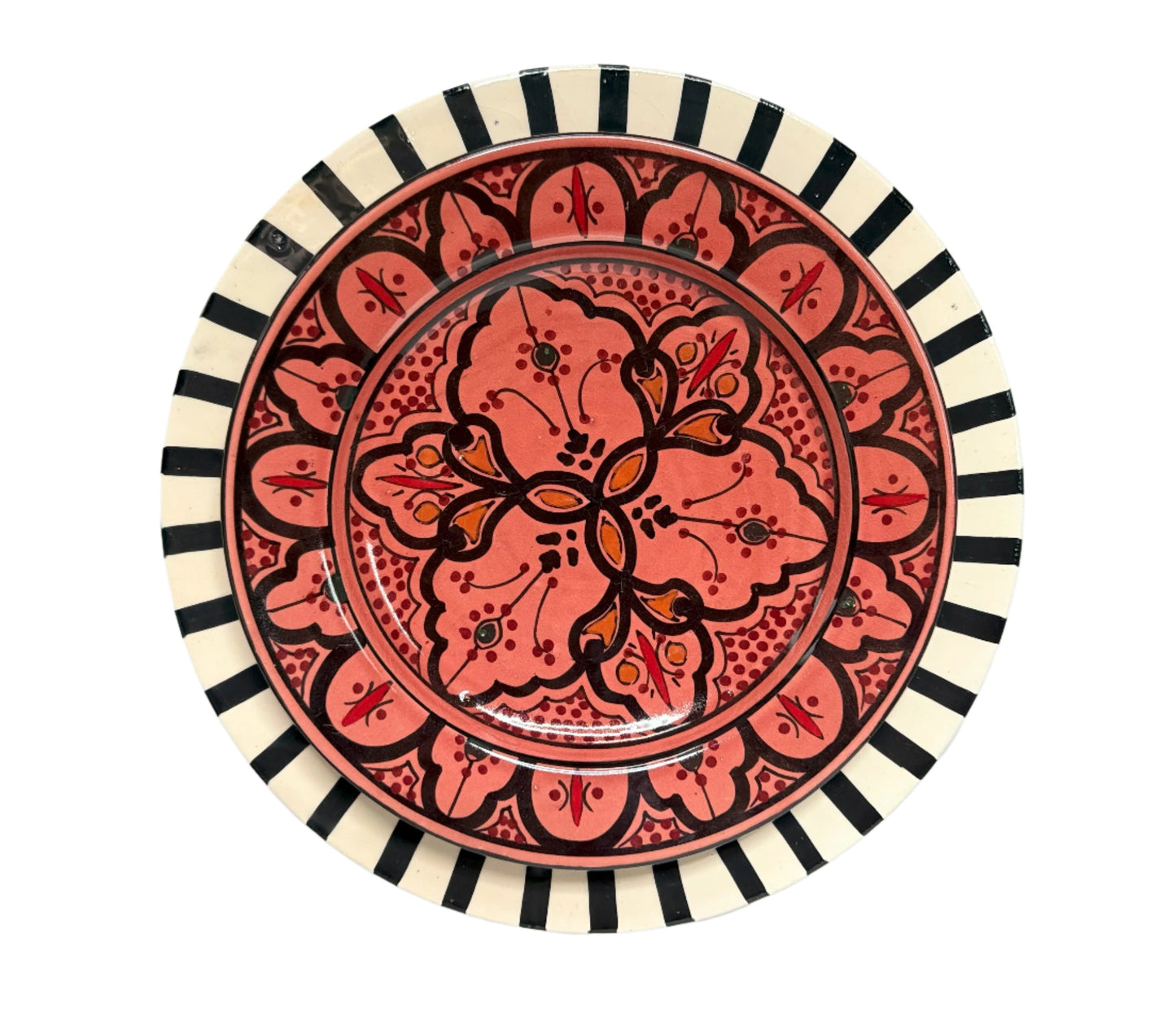 Large 30 cm Serving Plate - Black and White Radiate