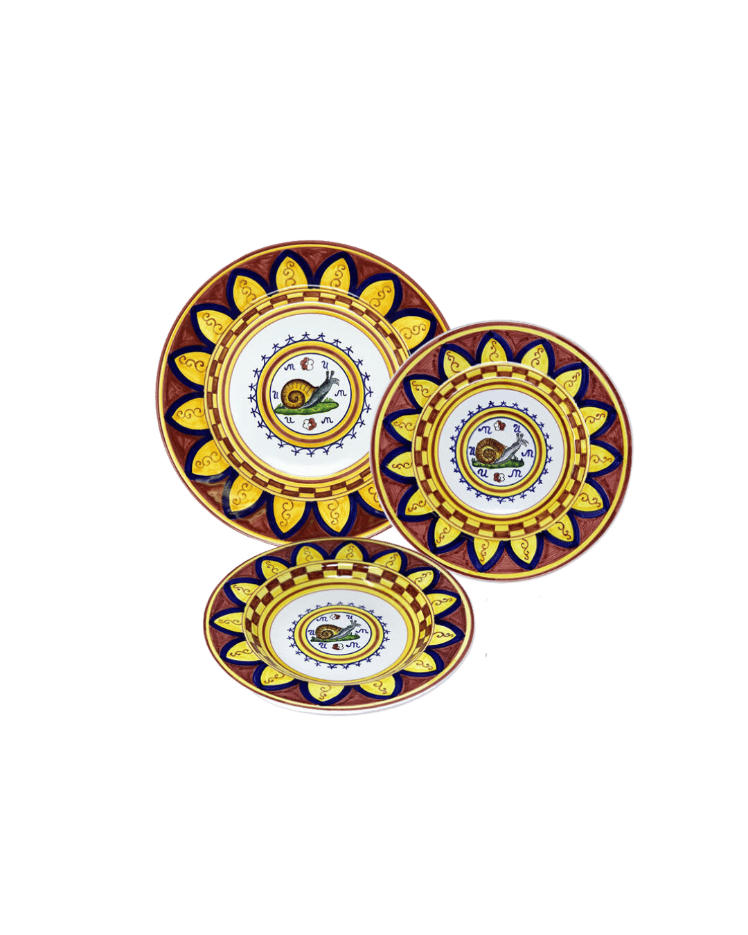 Chiocciola Brown With Yellow Pattern Imperial Plate Set