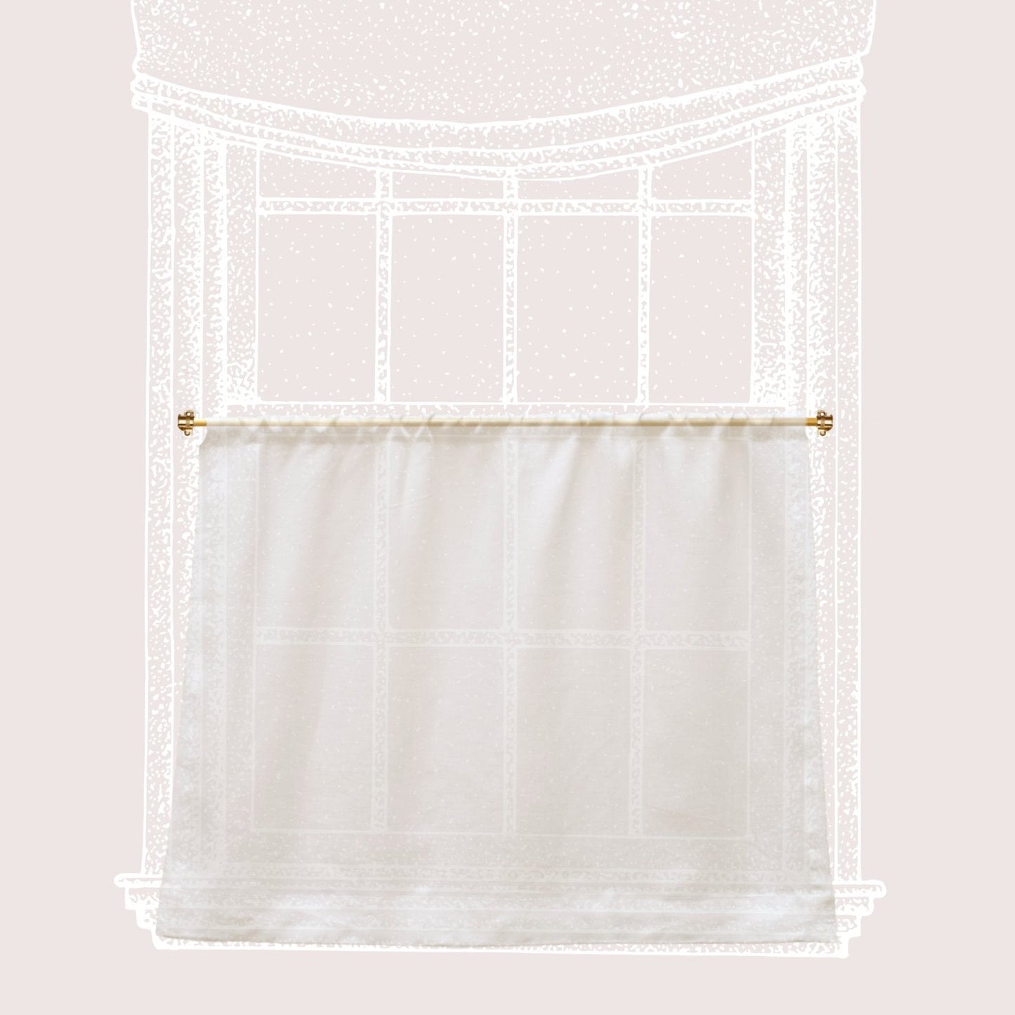 Cafe Curtain 32 - Pocket Top - Elderfield Turpentine - Pole Width 28.3cm x Drop 97cm