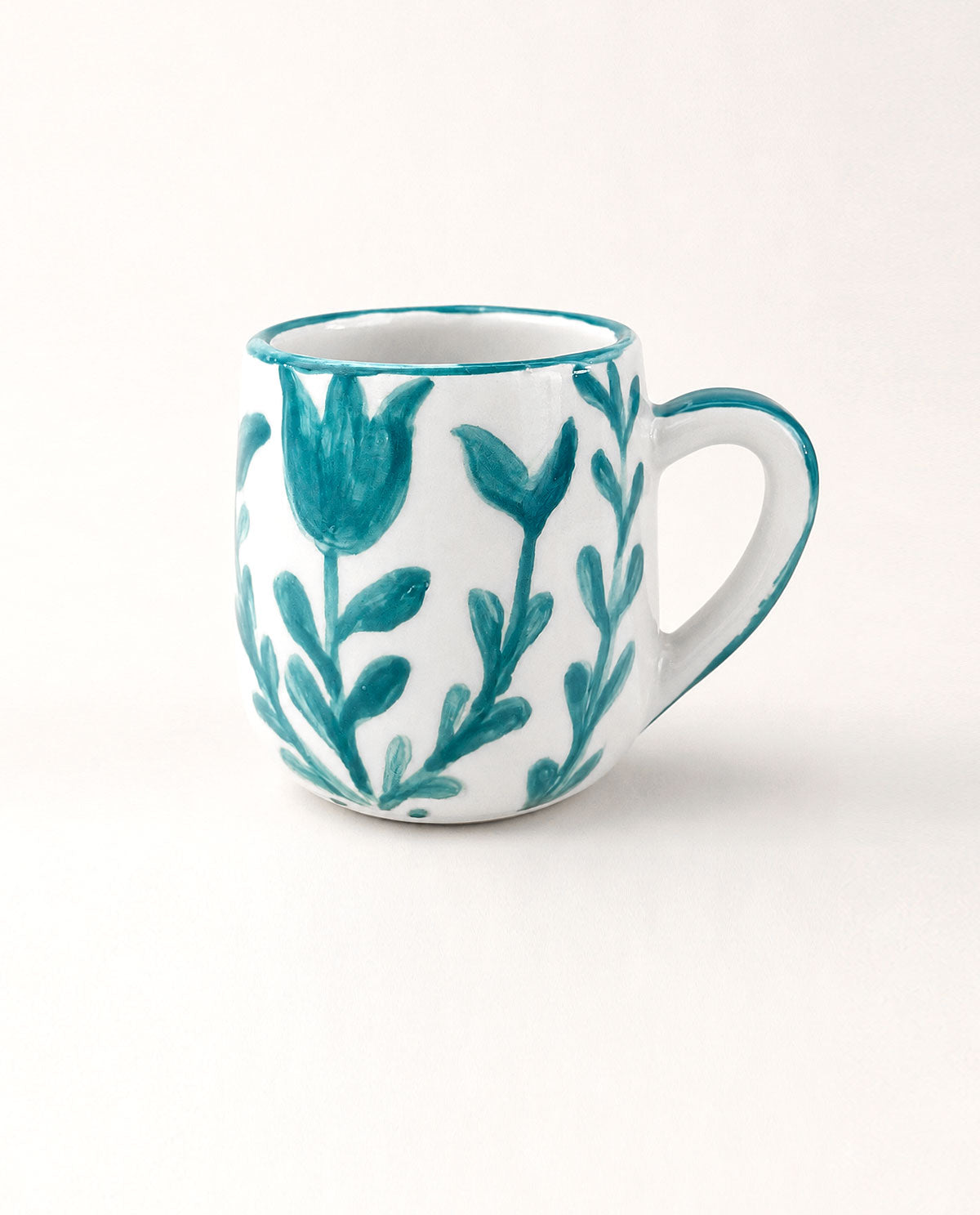 Set of 4 - Botanical Hand Painted Ceramic Mugs