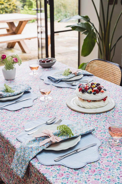 Tablecloth made with Liberty Fabric Betsy Blossom Pink