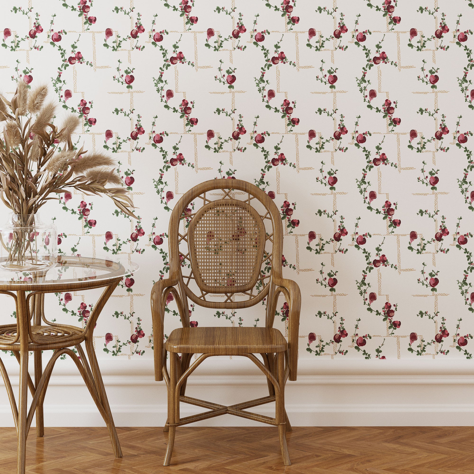 Coco - Wallpaper - Fuchsia on White