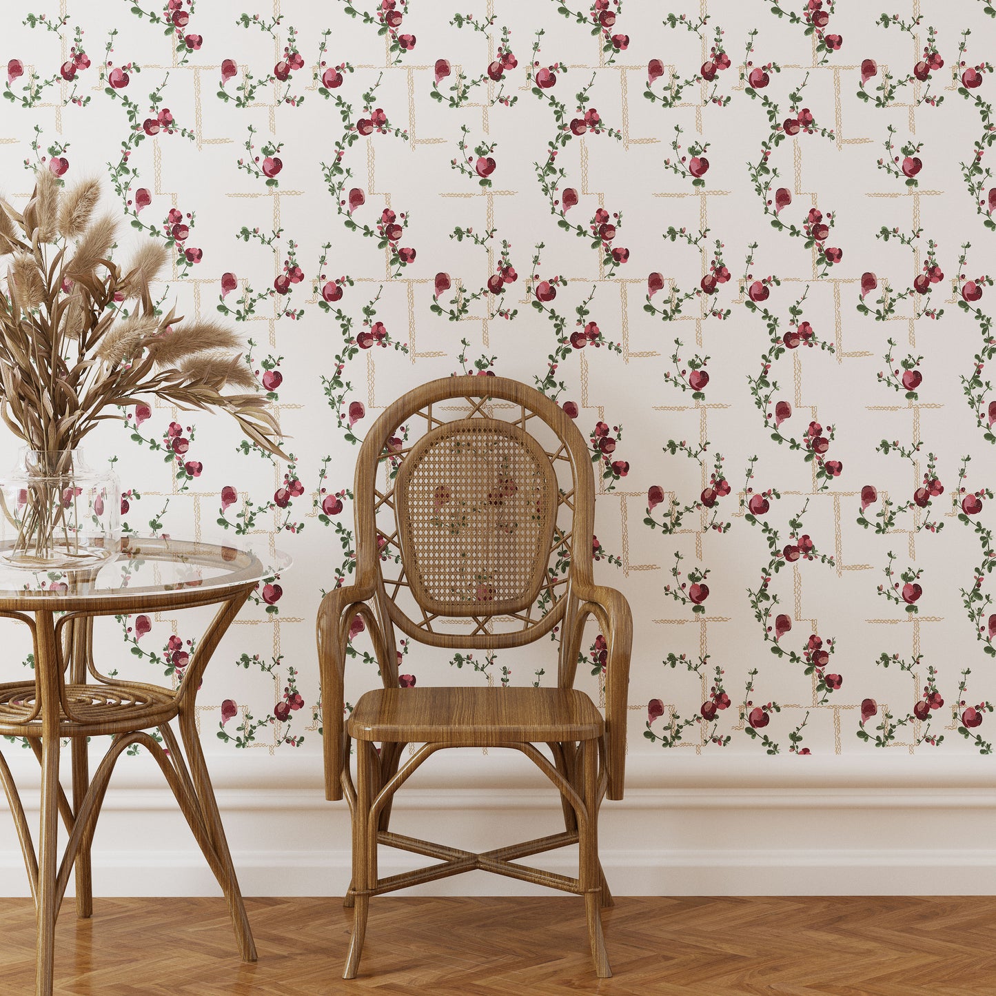 Coco - Wallpaper - Fuchsia on White